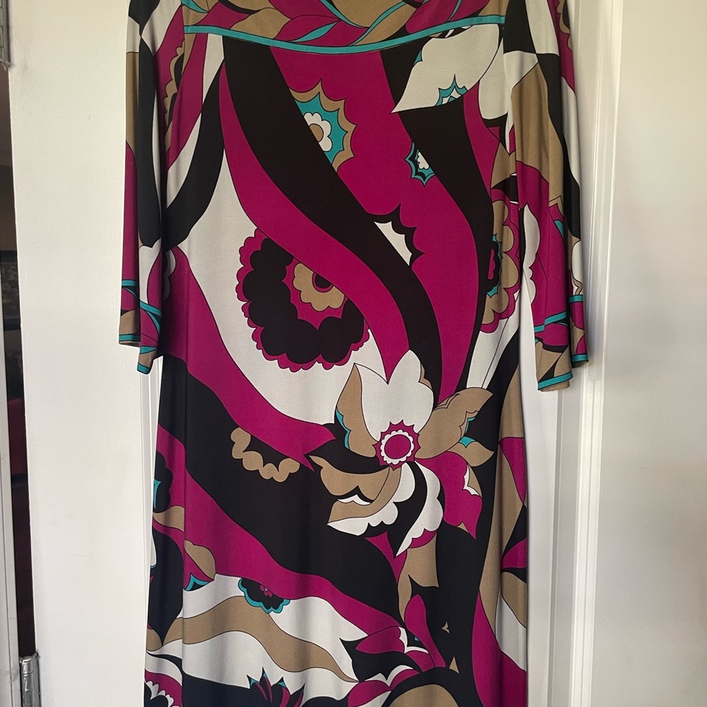 New Directions Pink and Teal Floral Dress